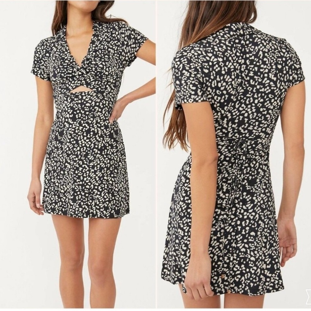 Free People Marsaille Black and Cream Mini  Dress
